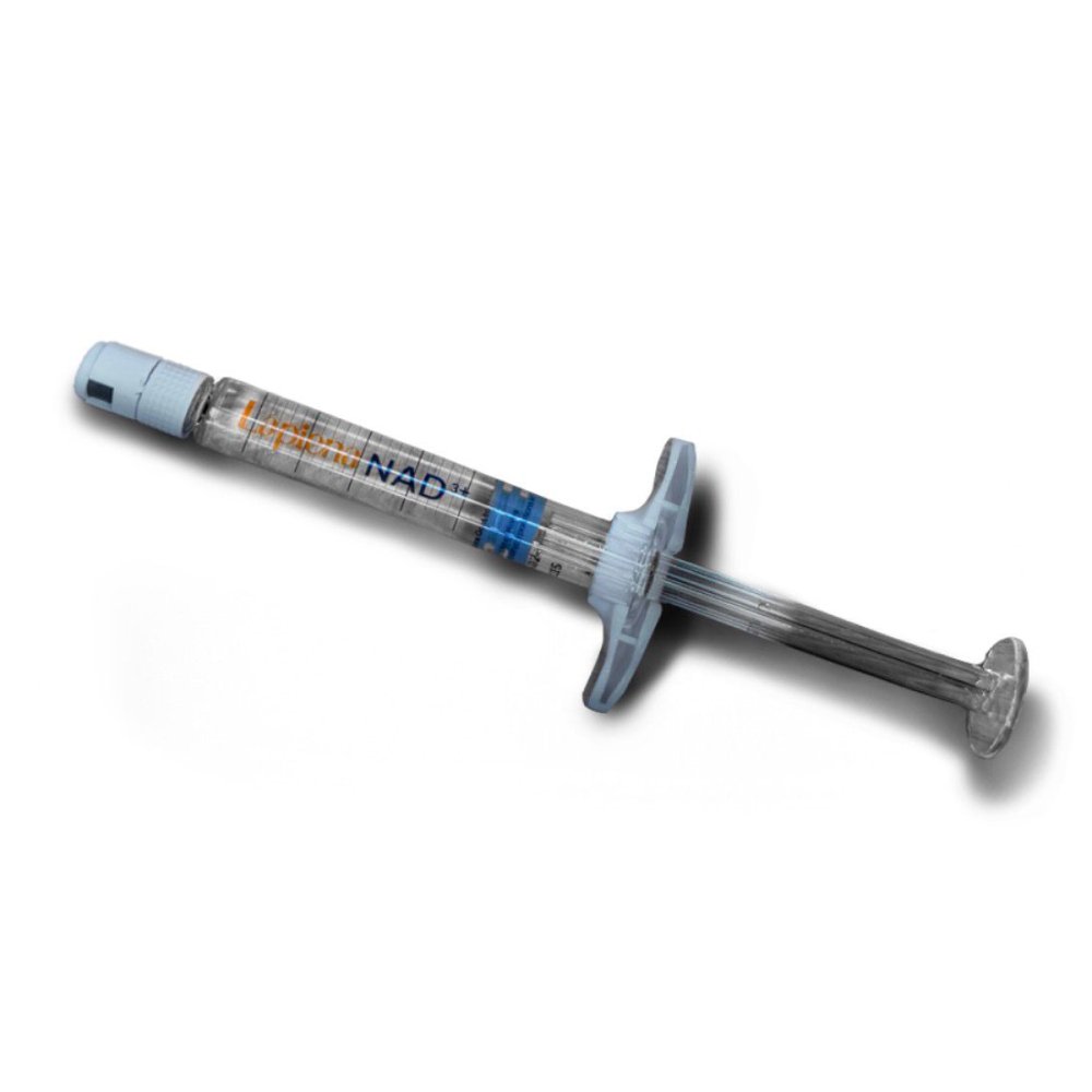 syringe with Lapiena 'NAD' branding on a white background